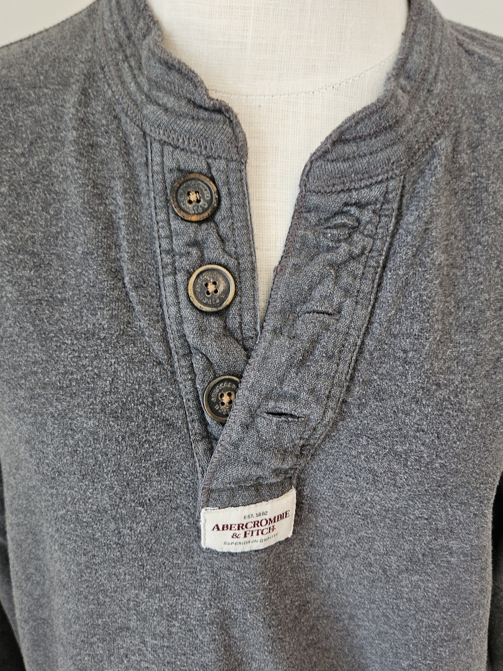 Abercrombie & Fitch Charcoal Henley Pullover - Picture 2 of 7